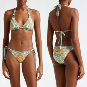 Camilla Soft Tie Tri Bikini With Trims Two Piece Set Sail Away With Me NWT